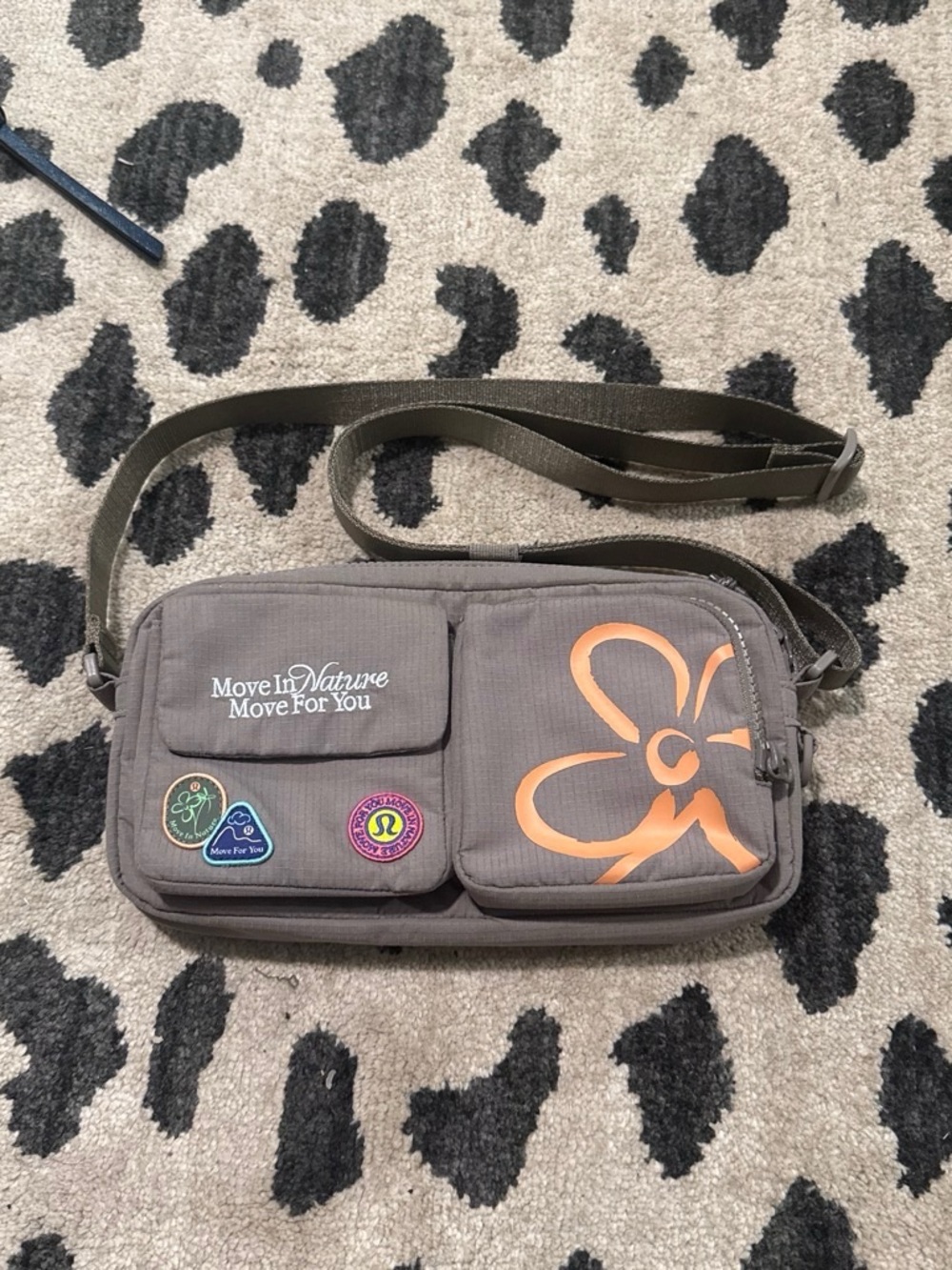 lululemon athletica Olive Crossbody Bag with Orange Floral Graphic